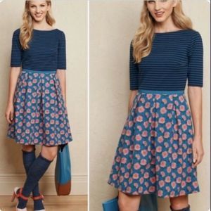 Matilda Jane Peyton Dress Size M Floral Rose Strip